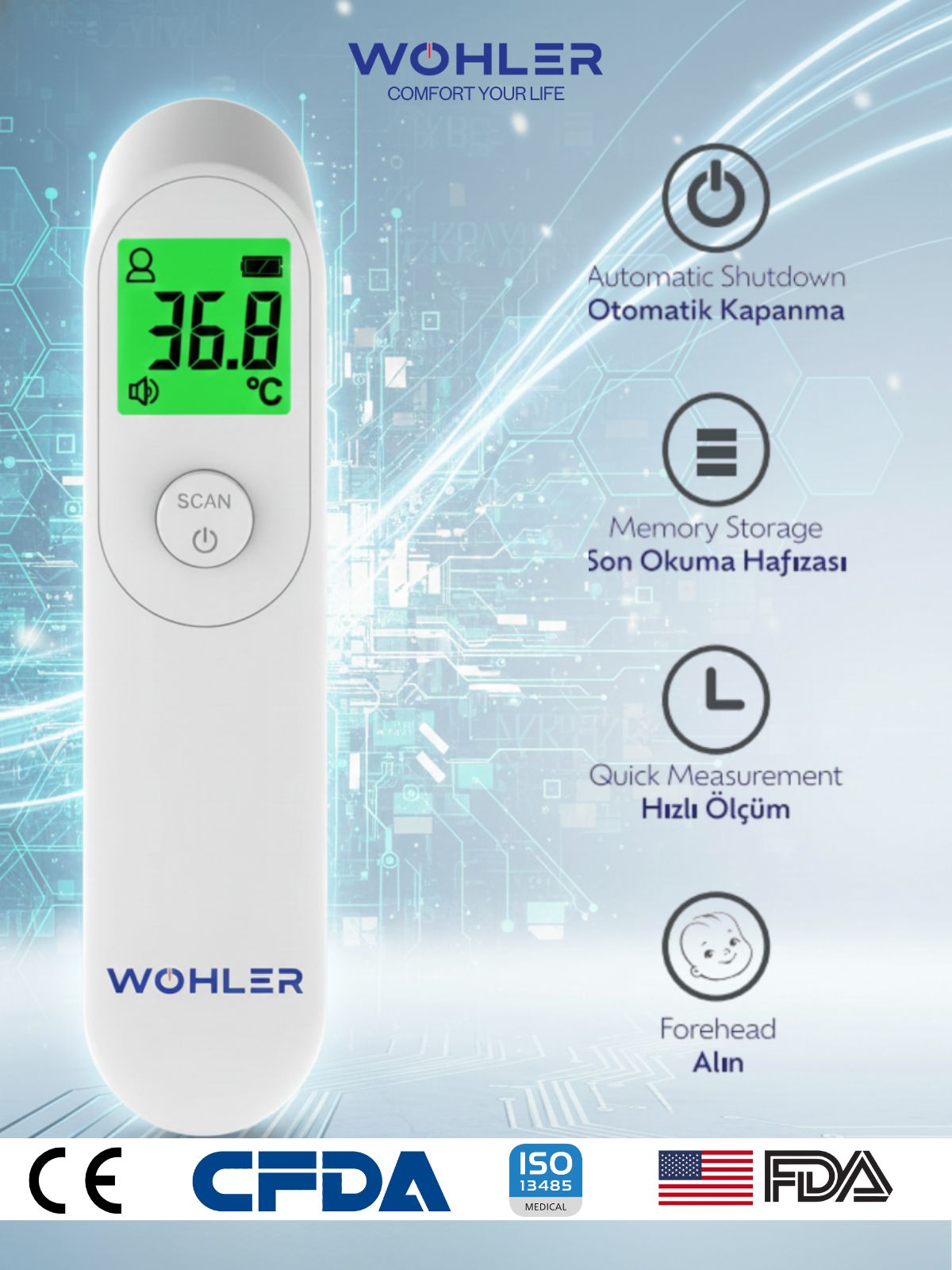 Wohler Temassız Dijital Ateş Ölçer - Görsel 4