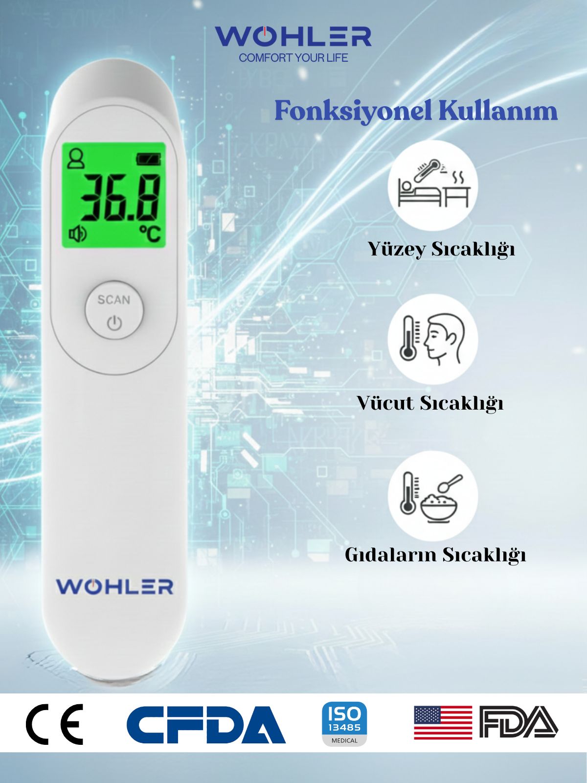 Wohler Temassız Dijital Ateş Ölçer - Görsel 3