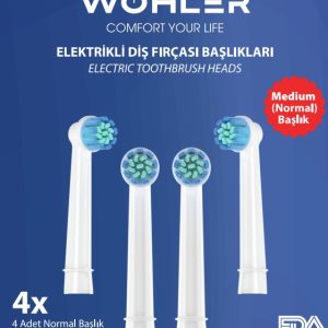Wohler Şarjlı ve Pilli Diş Fırçası Yedek Başlığı Oral-B Uyumlu 4 Adet Normal Sertlik