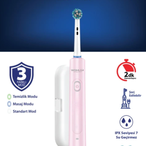 Wohler Değiştirilebilir Başlıklı Şarj Edilebilir Elektrikli Diş Fırçası - Pembe